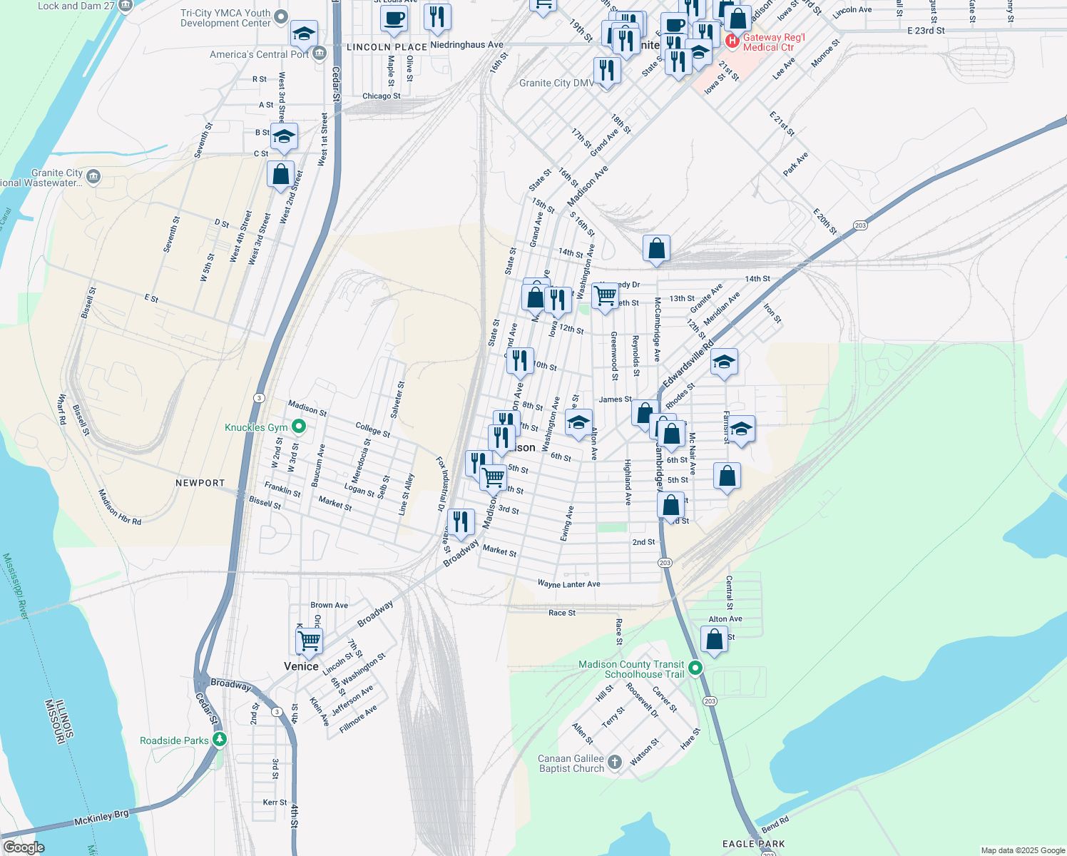 map of restaurants, bars, coffee shops, grocery stores, and more near 1528 7th Street in Madison