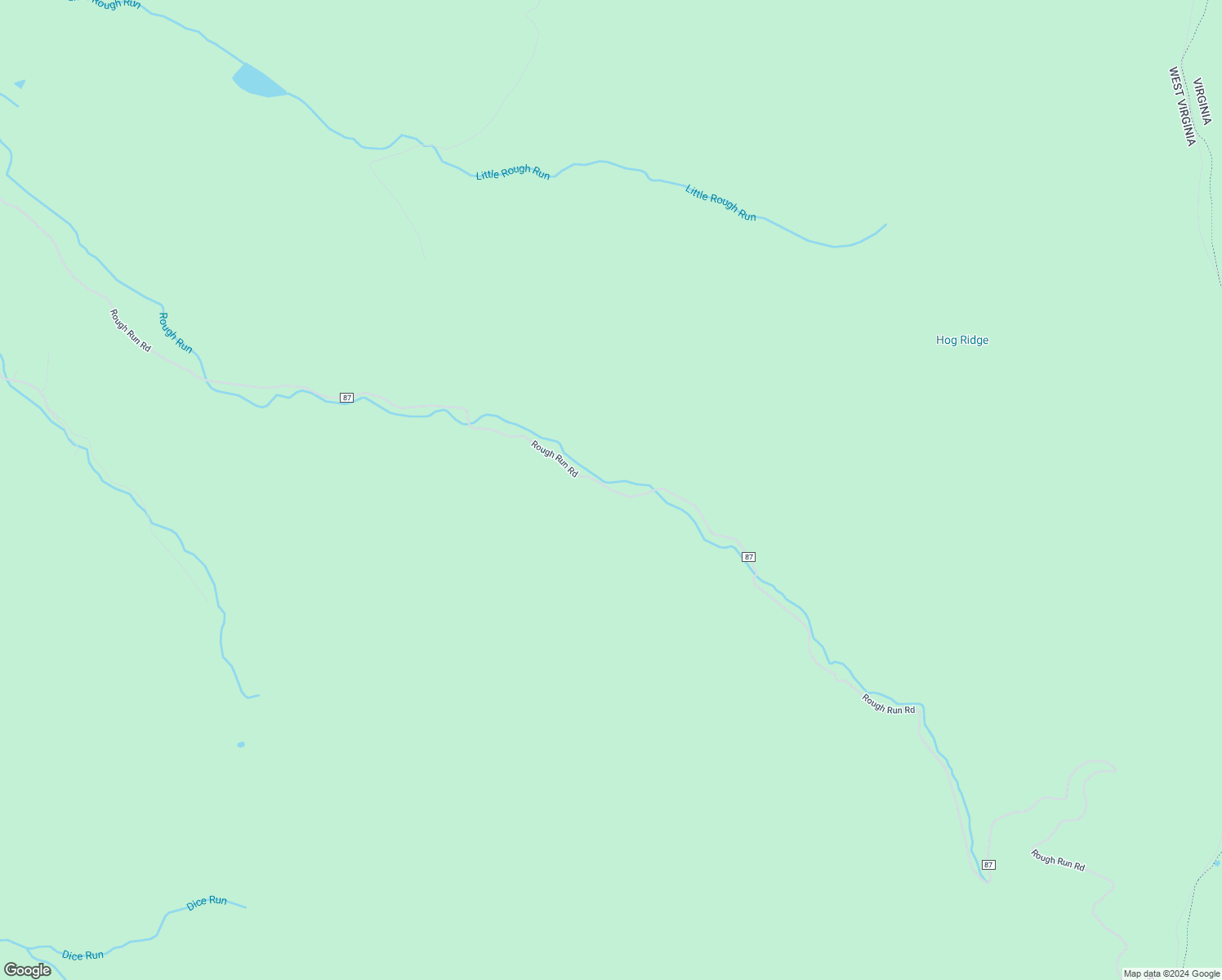 map of restaurants, bars, coffee shops, grocery stores, and more near Rough Run Road in Pendleton County