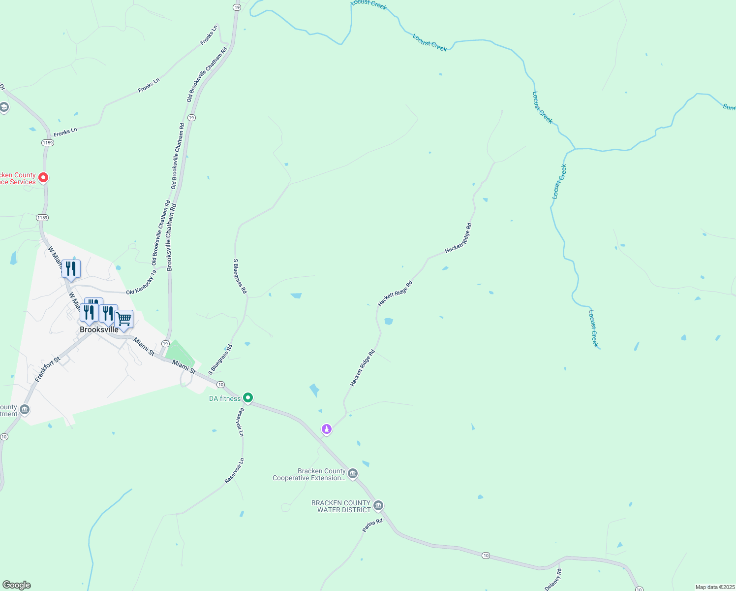 map of restaurants, bars, coffee shops, grocery stores, and more near 828 Hackett Ridge Road in Brooksville