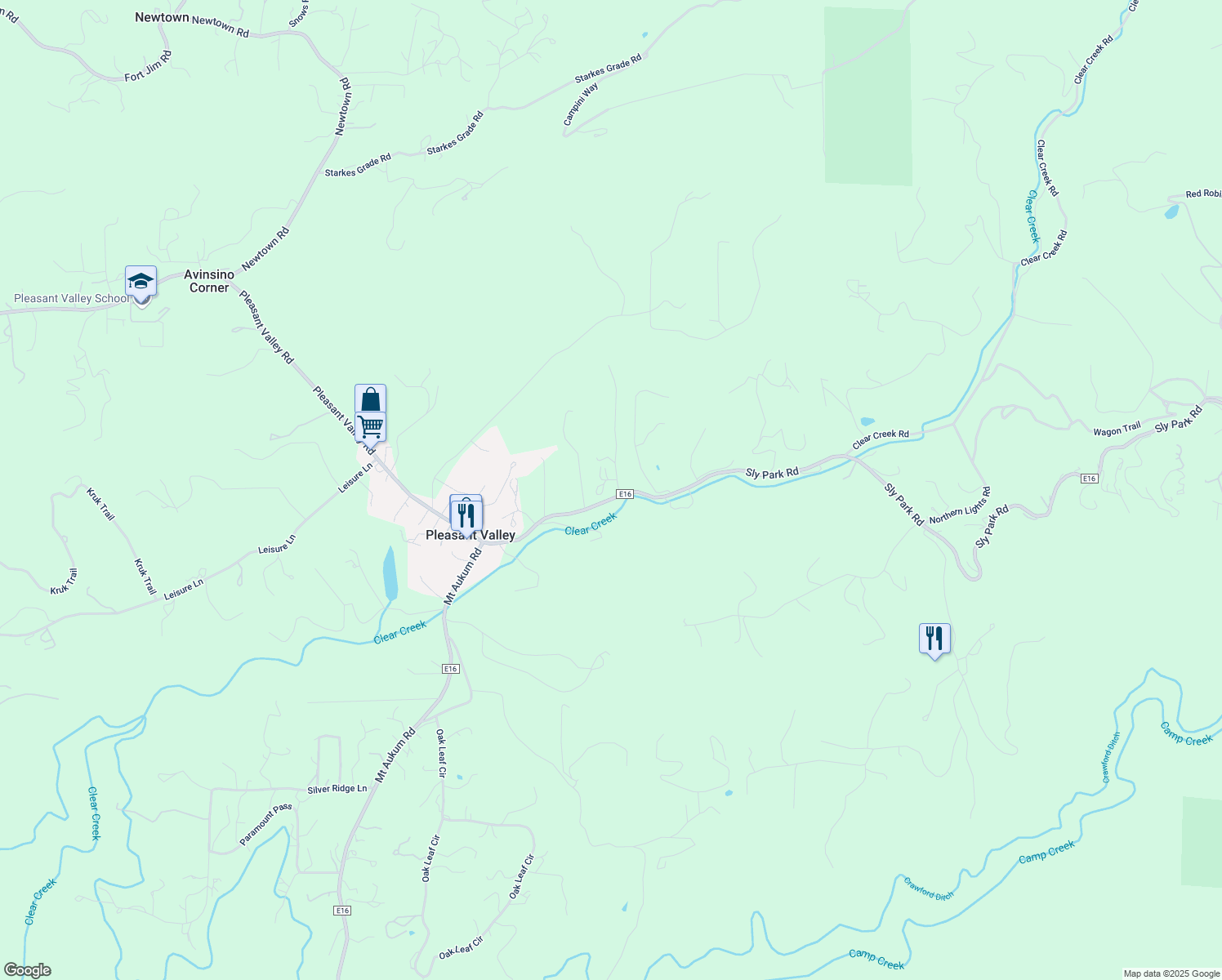 map of restaurants, bars, coffee shops, grocery stores, and more near 4216 Bonita Vista Ct in Placerville