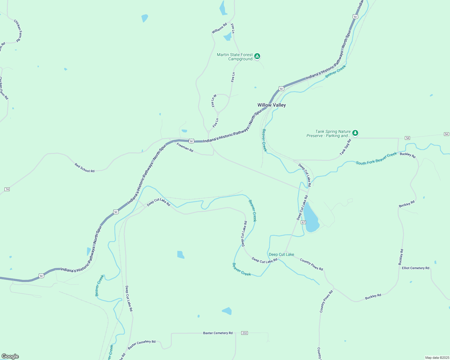 map of restaurants, bars, coffee shops, grocery stores, and more near 10618 Indiana 650 in Shoals