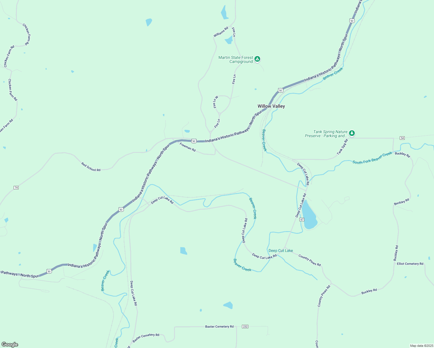 map of restaurants, bars, coffee shops, grocery stores, and more near 10618 Indiana 650 in Shoals