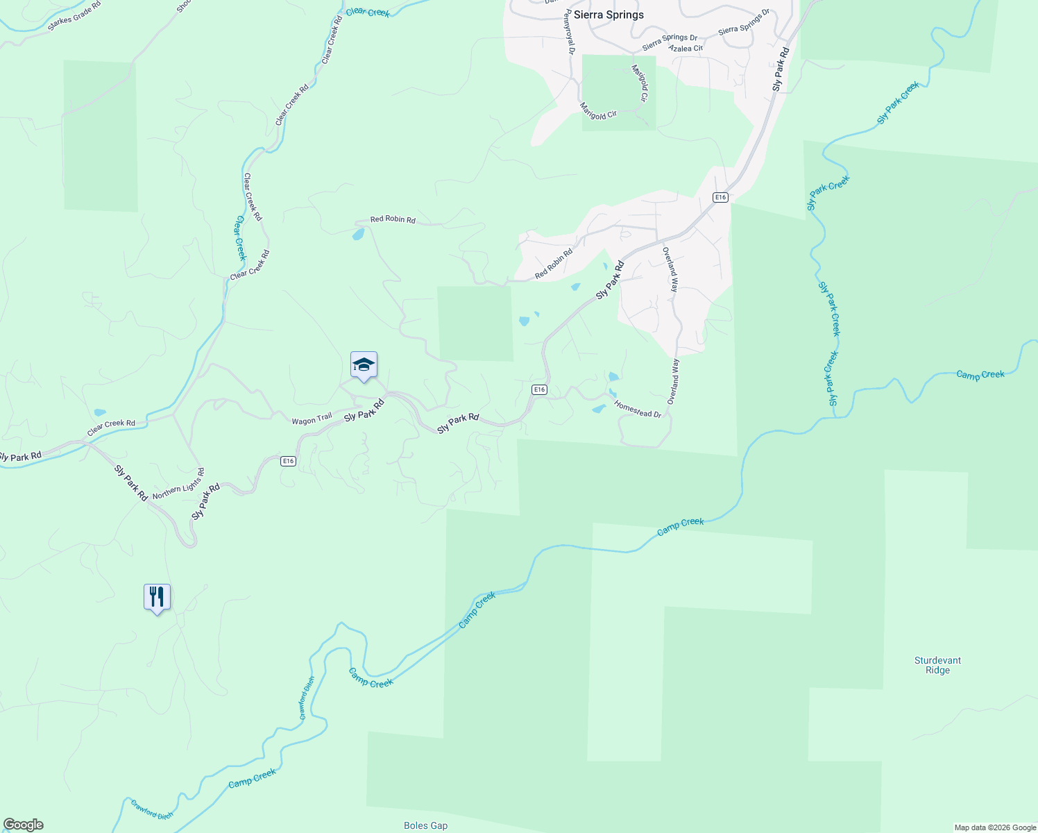 map of restaurants, bars, coffee shops, grocery stores, and more near 4465 Kristin Lee Court in Placerville