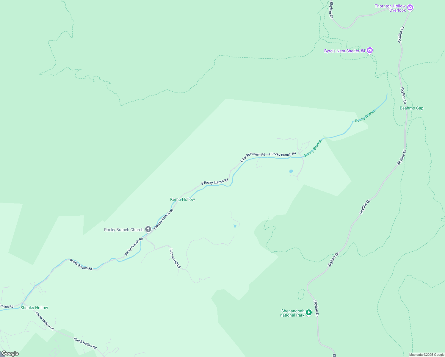 map of restaurants, bars, coffee shops, grocery stores, and more near 897 East Rocky Branch Road in Luray