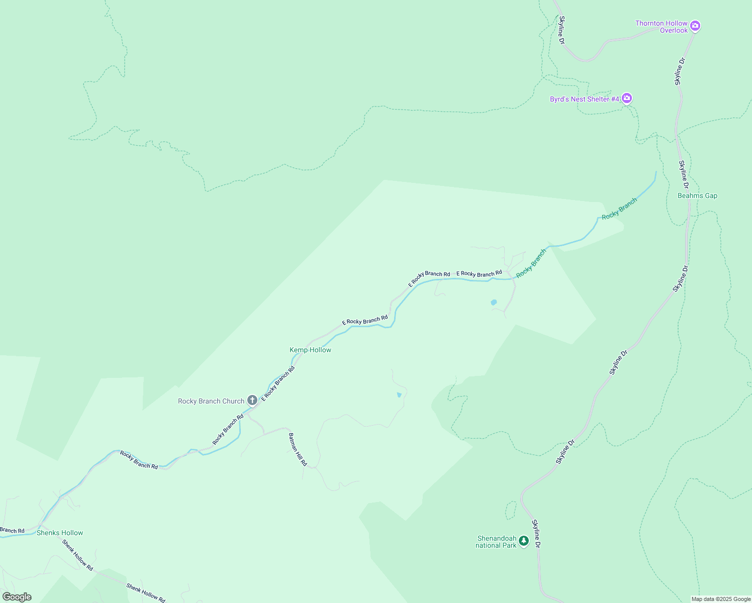 map of restaurants, bars, coffee shops, grocery stores, and more near 897 East Rocky Branch Road in Luray