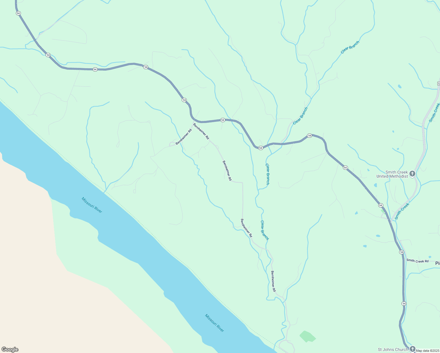 map of restaurants, bars, coffee shops, grocery stores, and more near 19241 Bernheimer Road in Marthasville