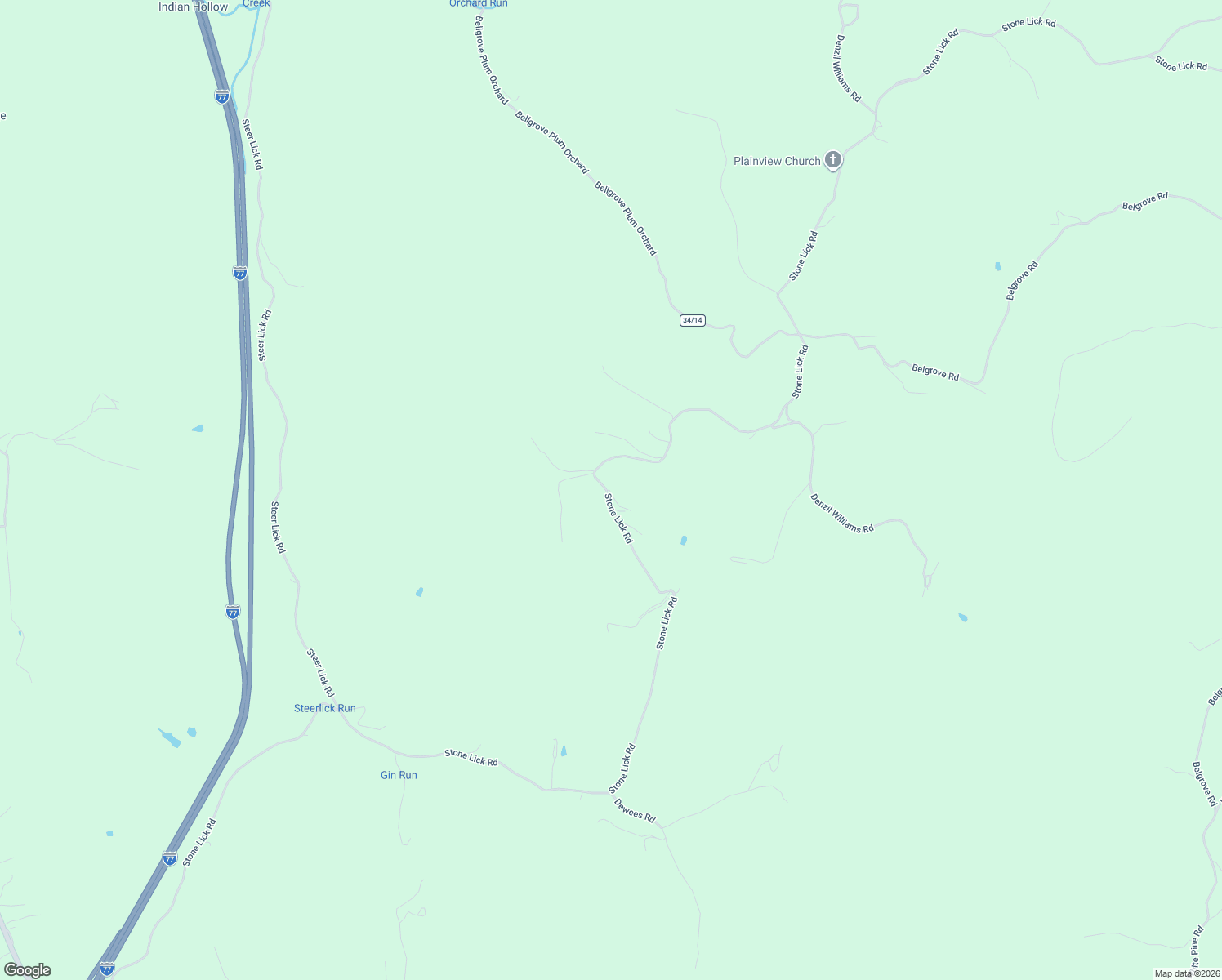 map of restaurants, bars, coffee shops, grocery stores, and more near 2982 Stone Lick Road in Kenna
