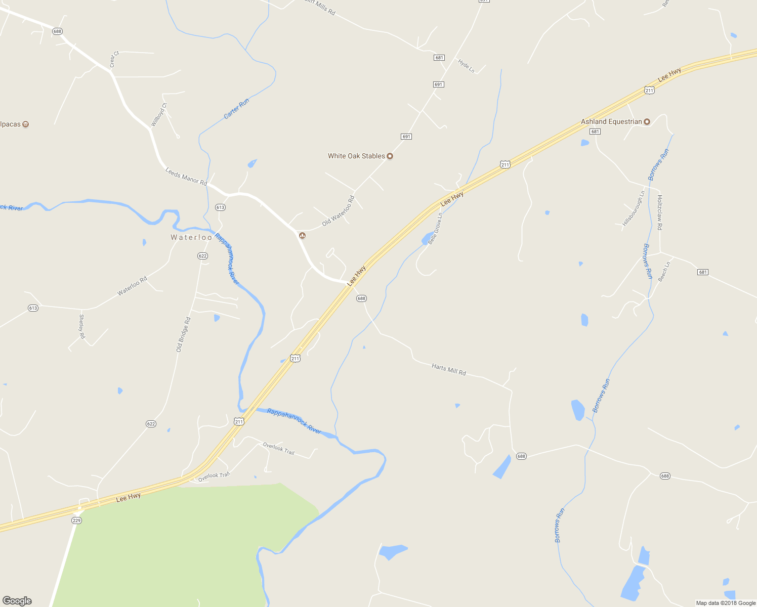 map of restaurants, bars, coffee shops, grocery stores, and more near 9368 Harts Mill Road in Warrenton