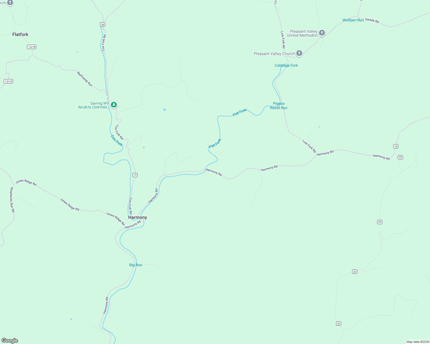 map of restaurants, bars, coffee shops, grocery stores, and more near 2775 Harmony Road in Gandeeville