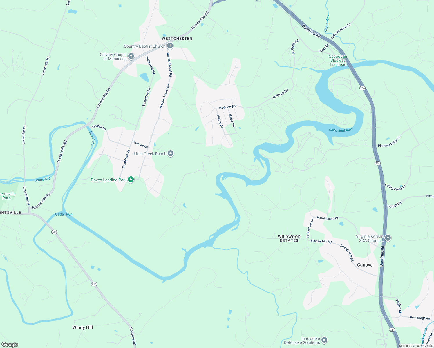 map of restaurants, bars, coffee shops, grocery stores, and more near 12073 Potter Drive in Manassas