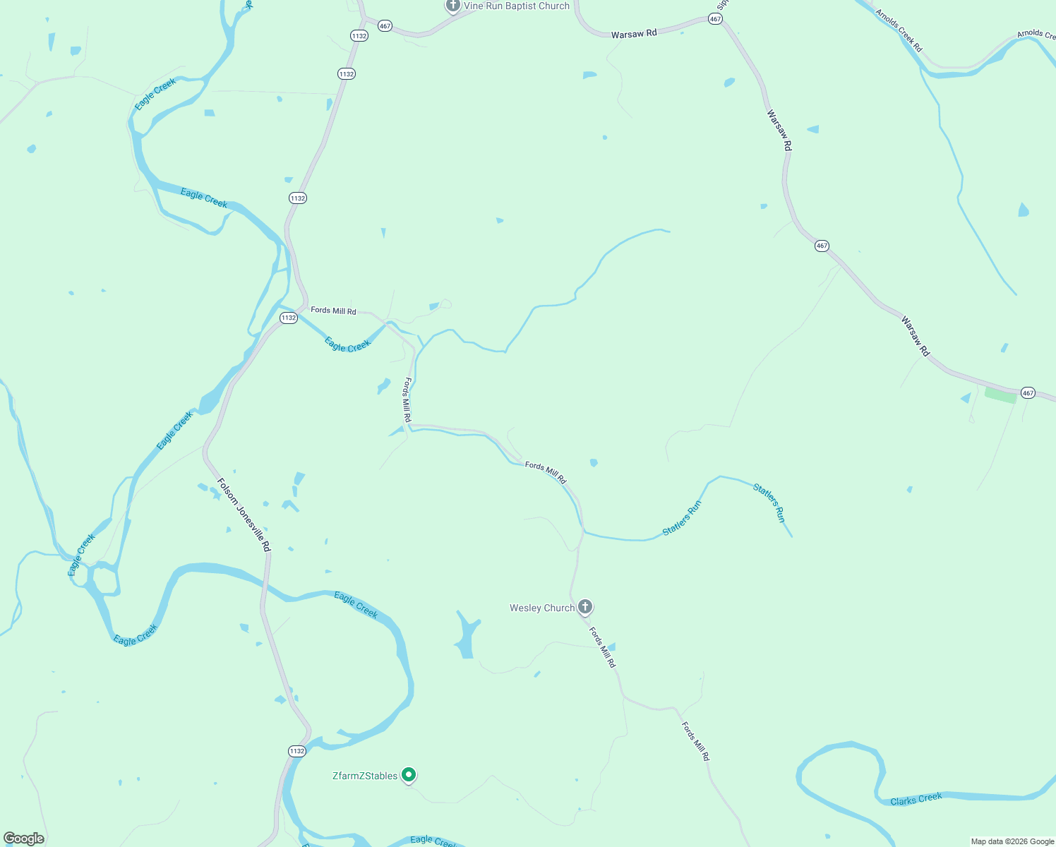 map of restaurants, bars, coffee shops, grocery stores, and more near 3535 Fords Mill Road in Dry Ridge