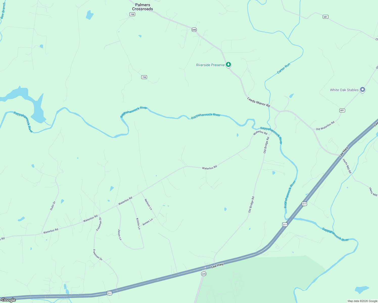 map of restaurants, bars, coffee shops, grocery stores, and more near 18091 Waterloo Road in Amissville