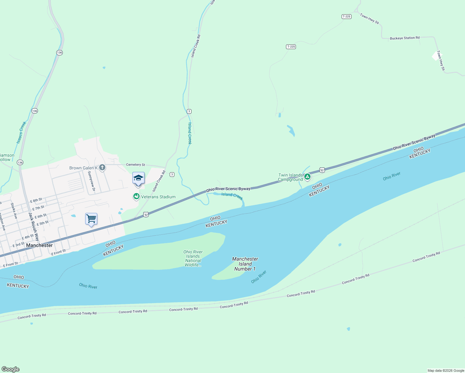 map of restaurants, bars, coffee shops, grocery stores, and more near 9318 U.S. 52 in Manchester