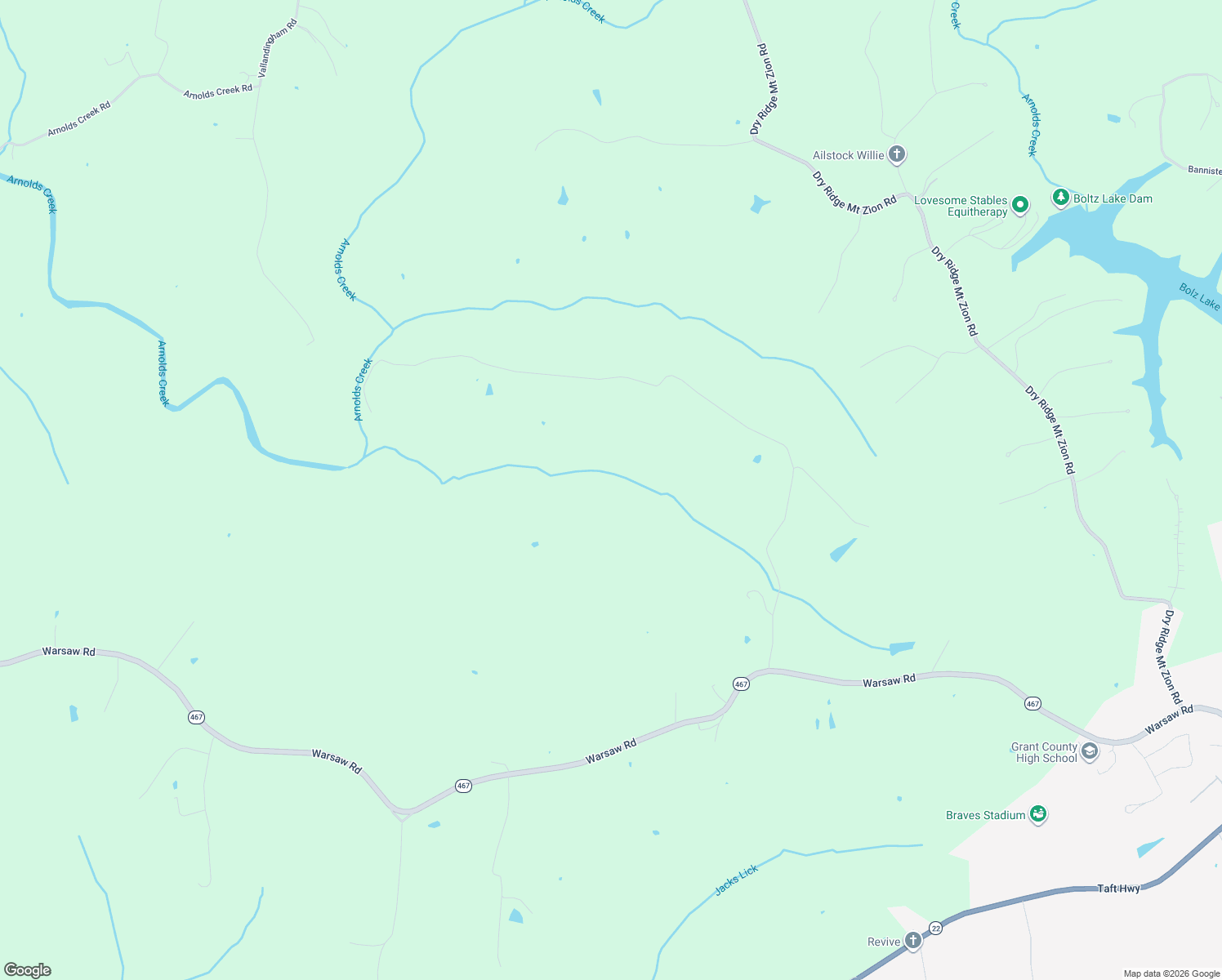 map of restaurants, bars, coffee shops, grocery stores, and more near in Dry Ridge