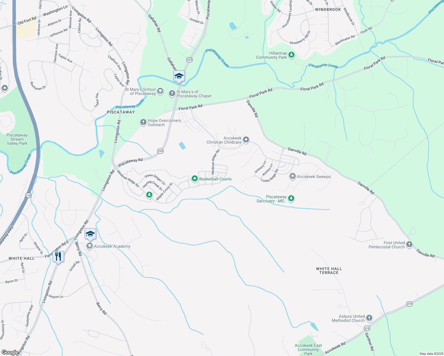 map of restaurants, bars, coffee shops, grocery stores, and more near 14111 Vintage Lane in Accokeek