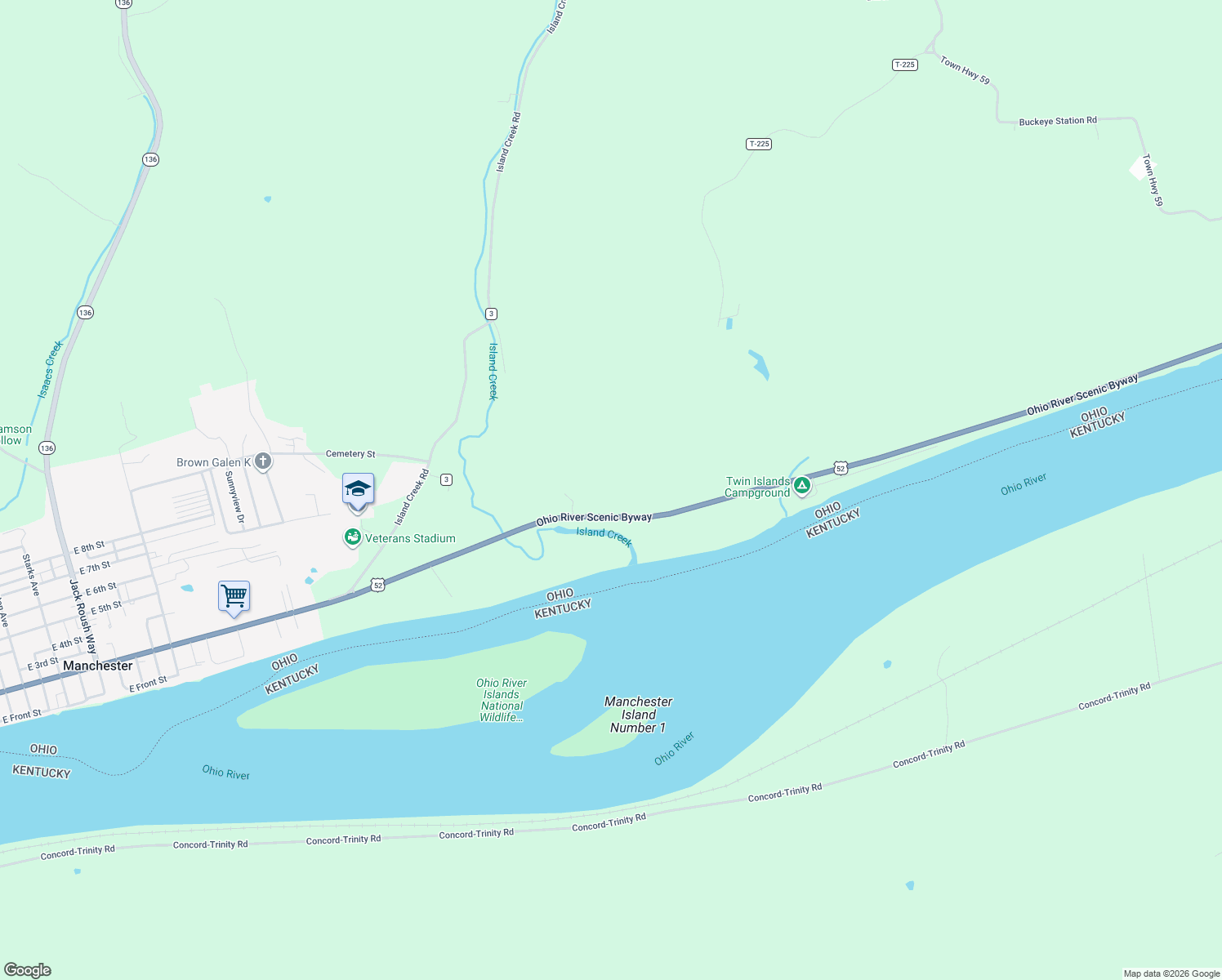 map of restaurants, bars, coffee shops, grocery stores, and more near 9318 U.S. 52 in Adams County