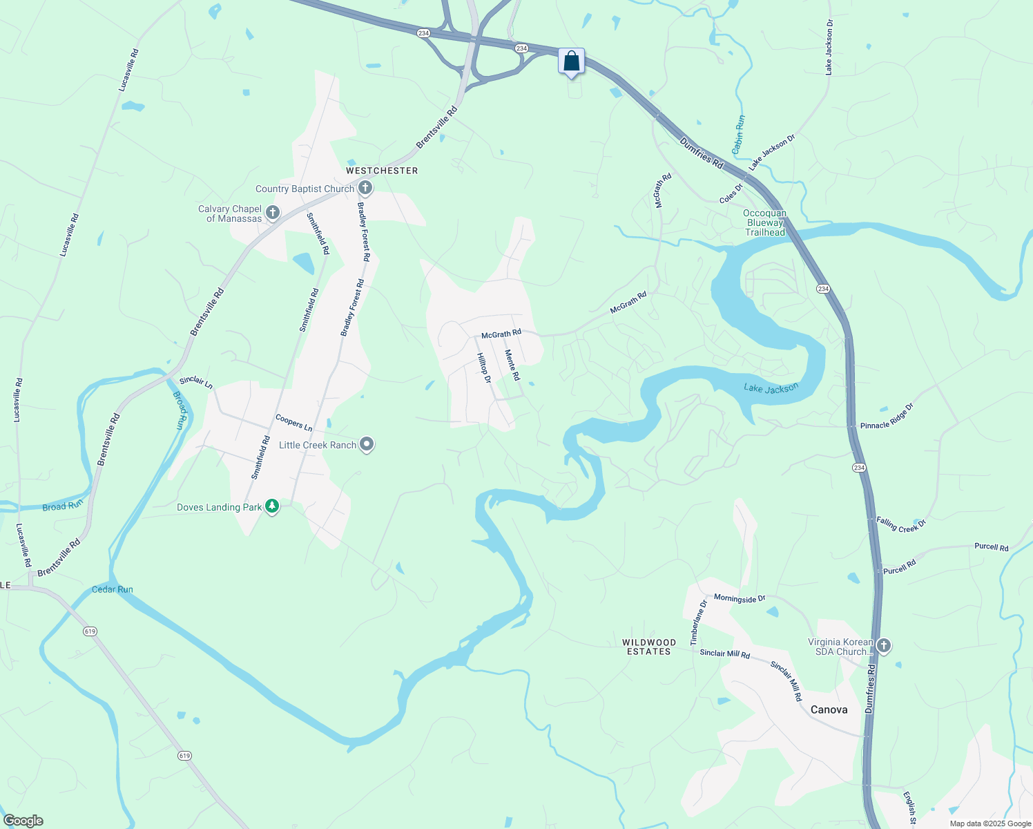 map of restaurants, bars, coffee shops, grocery stores, and more near 8766 Reunion Road in Manassas