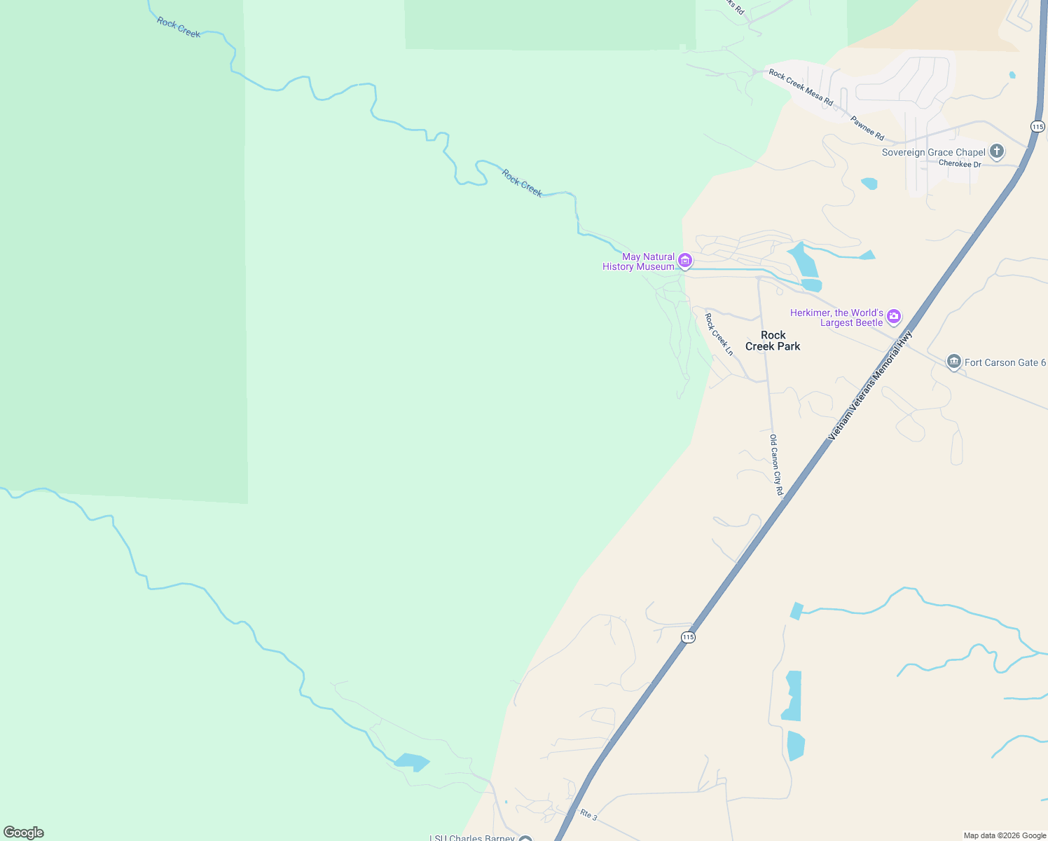 map of restaurants, bars, coffee shops, grocery stores, and more near Red Rock Avenue in Colorado Springs