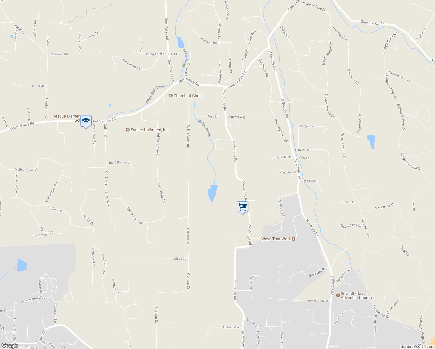 map of restaurants, bars, coffee shops, grocery stores, and more near 3680 Reflection Road in Shingle Springs