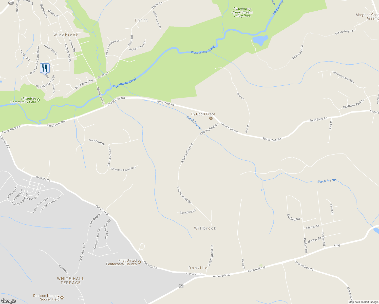 map of restaurants, bars, coffee shops, grocery stores, and more near 13700 South Springfield Road in Brandywine