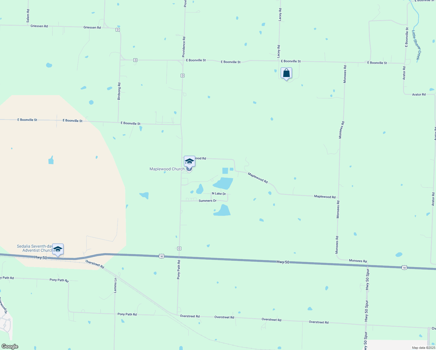 map of restaurants, bars, coffee shops, grocery stores, and more near 30998 Randy Dr in Sedalia