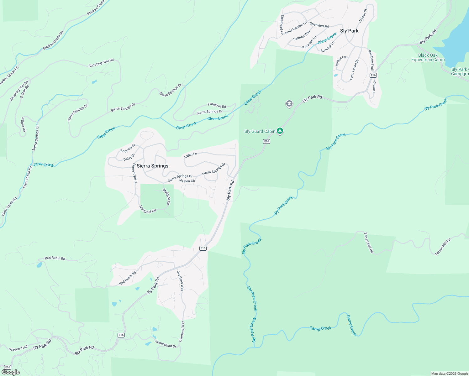map of restaurants, bars, coffee shops, grocery stores, and more near 5799 Sly Park Rd in Pollock Pines