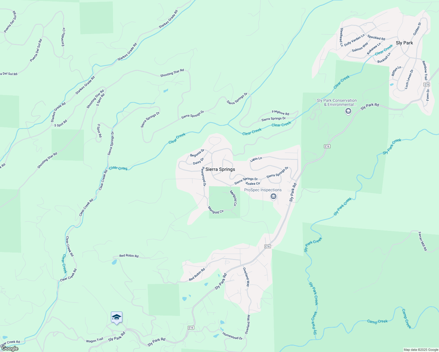 map of restaurants, bars, coffee shops, grocery stores, and more near 5563 Poppy Road in Pollock Pines