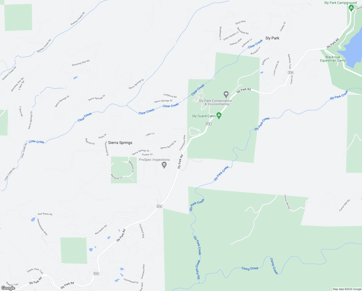 map of restaurants, bars, coffee shops, grocery stores, and more near 5748 Columbine Way in Pollock Pines