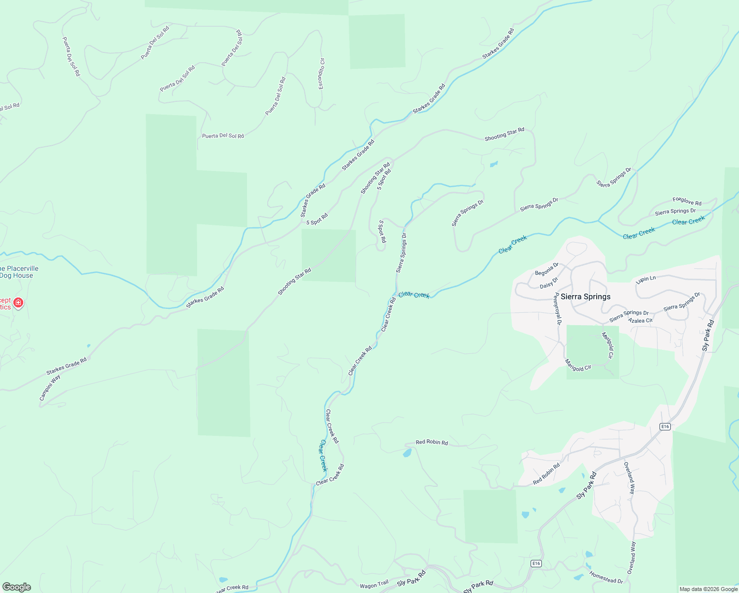 map of restaurants, bars, coffee shops, grocery stores, and more near 2405 Yarrow Drive in Pollock Pines