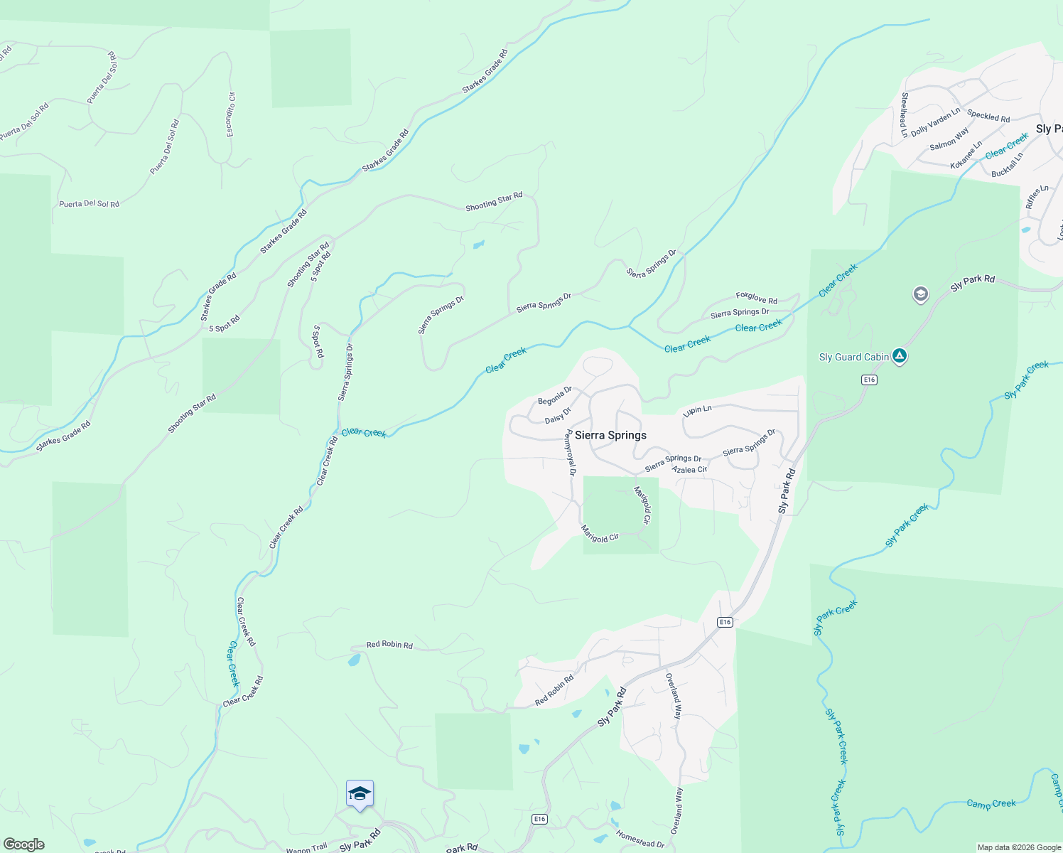 map of restaurants, bars, coffee shops, grocery stores, and more near 5472 Daisy Drive in Pollock Pines