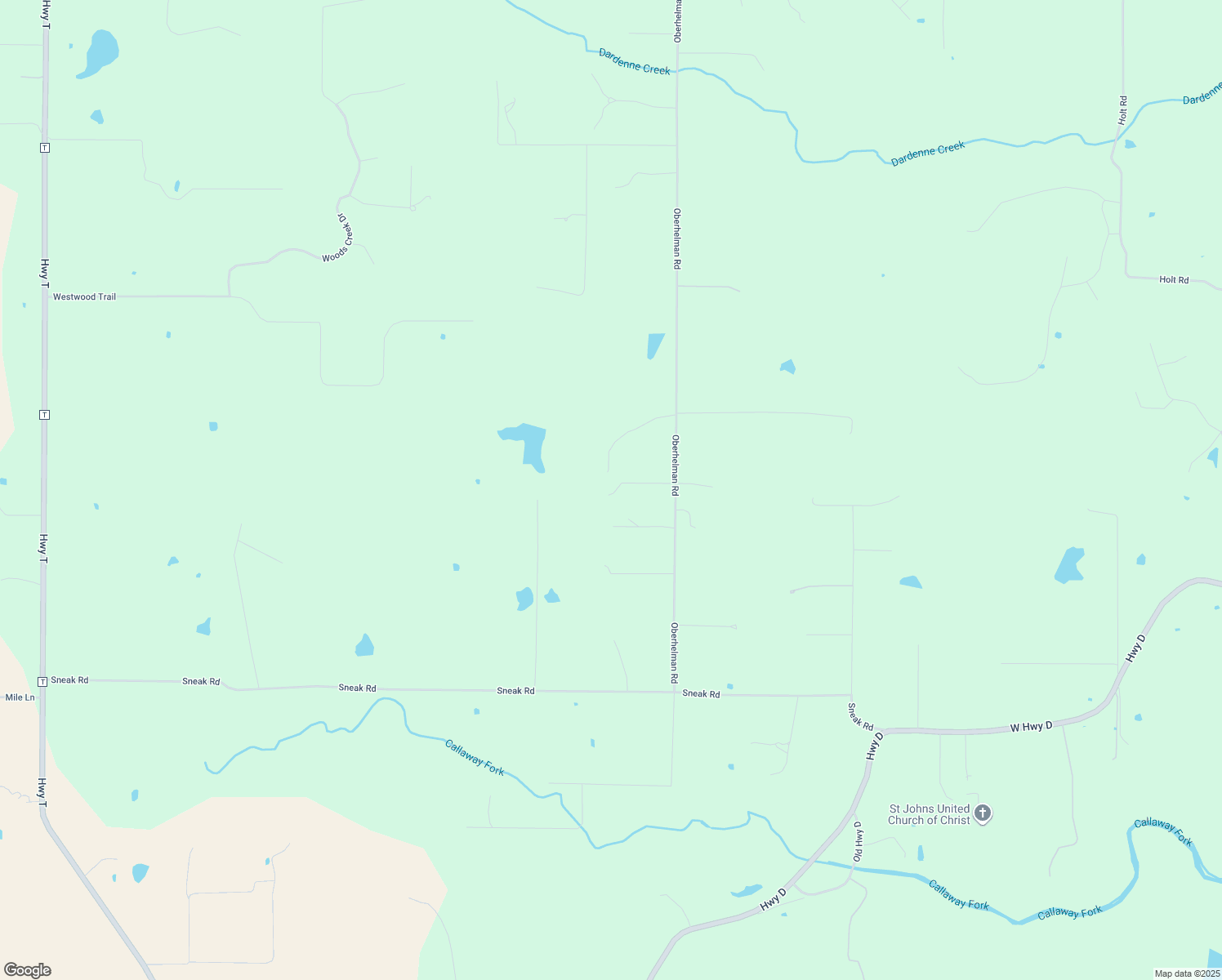 map of restaurants, bars, coffee shops, grocery stores, and more near 2521 Oberhelman Road in Foristell