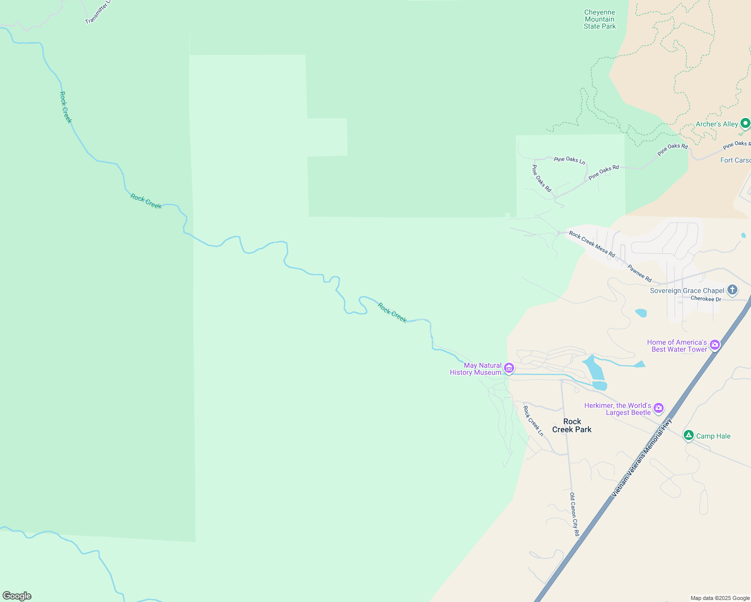 map of restaurants, bars, coffee shops, grocery stores, and more near 1350 Rock Creek Canyon Road in Colorado Springs