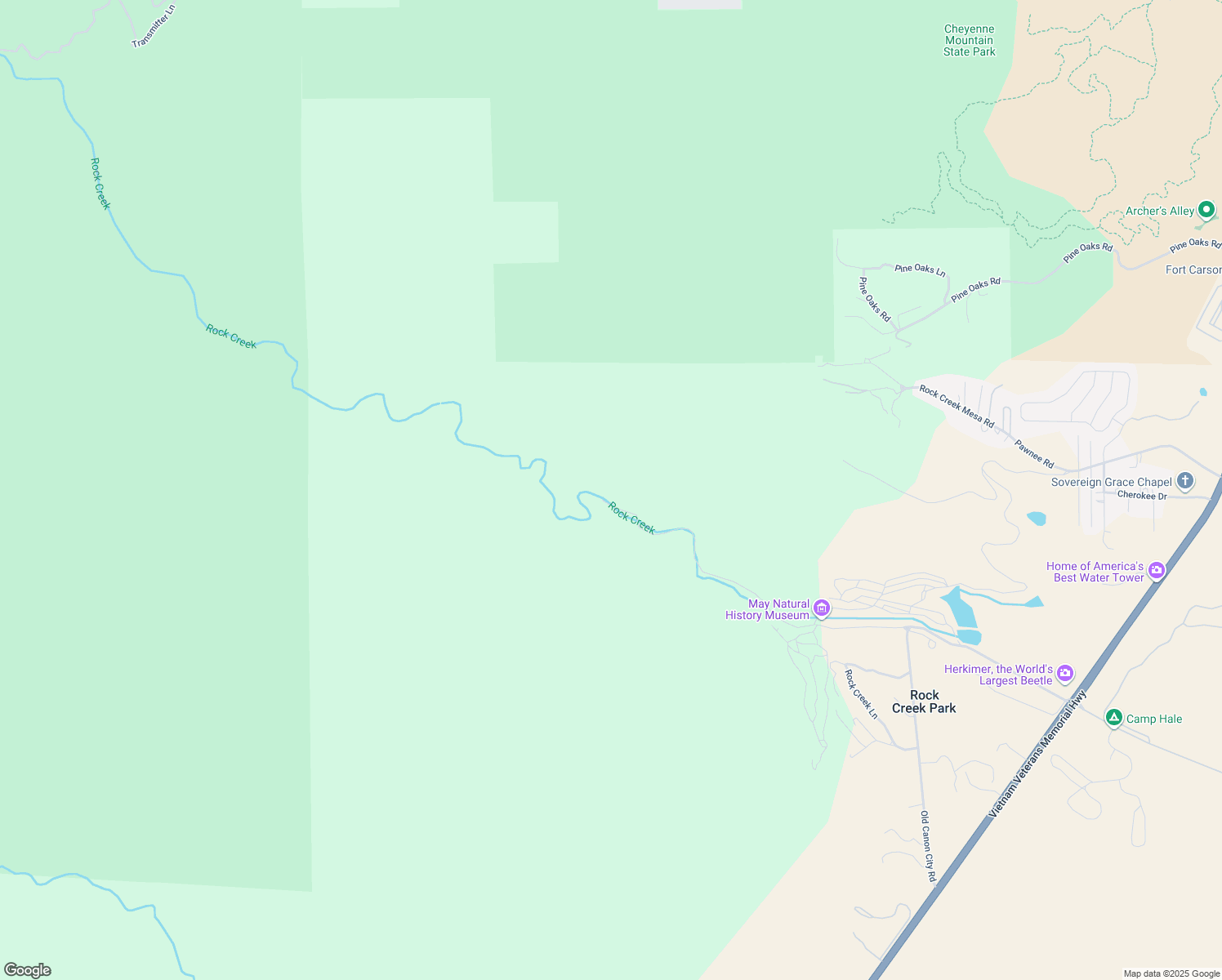 map of restaurants, bars, coffee shops, grocery stores, and more near 1350 Rock Creek Canyon Road in Colorado Springs