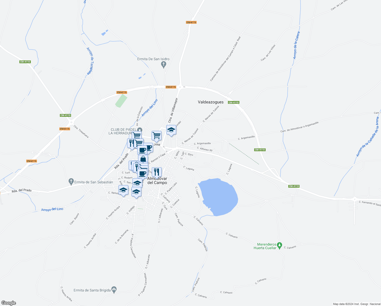 map of restaurants, bars, coffee shops, grocery stores, and more near 2 Calle la Venta in Almodóvar del Campo