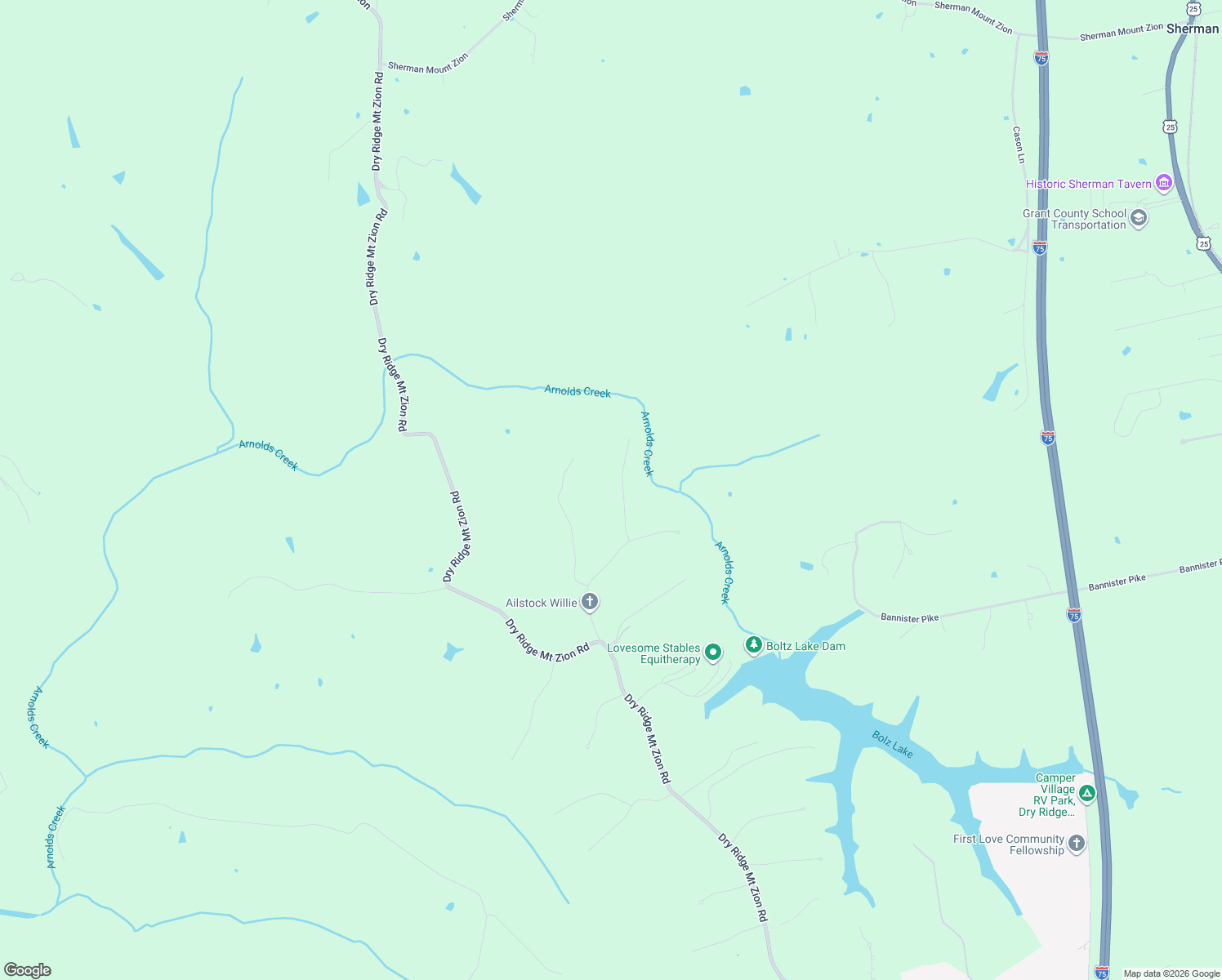 map of restaurants, bars, coffee shops, grocery stores, and more near 140 Saddlebrook Lane in Dry Ridge