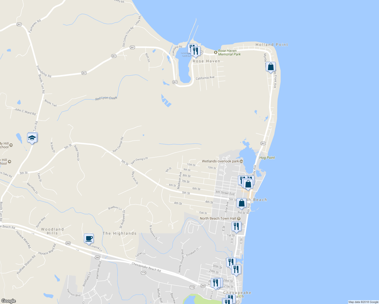 map of restaurants, bars, coffee shops, grocery stores, and more near 9305 Sam Owing's Place in Owings