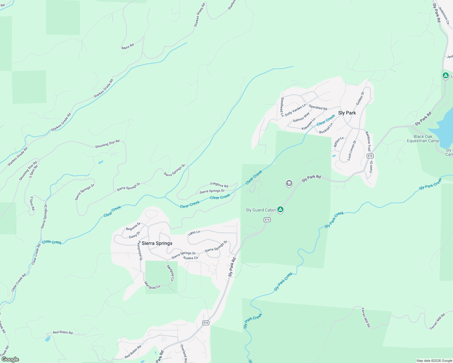 map of restaurants, bars, coffee shops, grocery stores, and more near 5157 Sierra Springs Drive in Pollock Pines