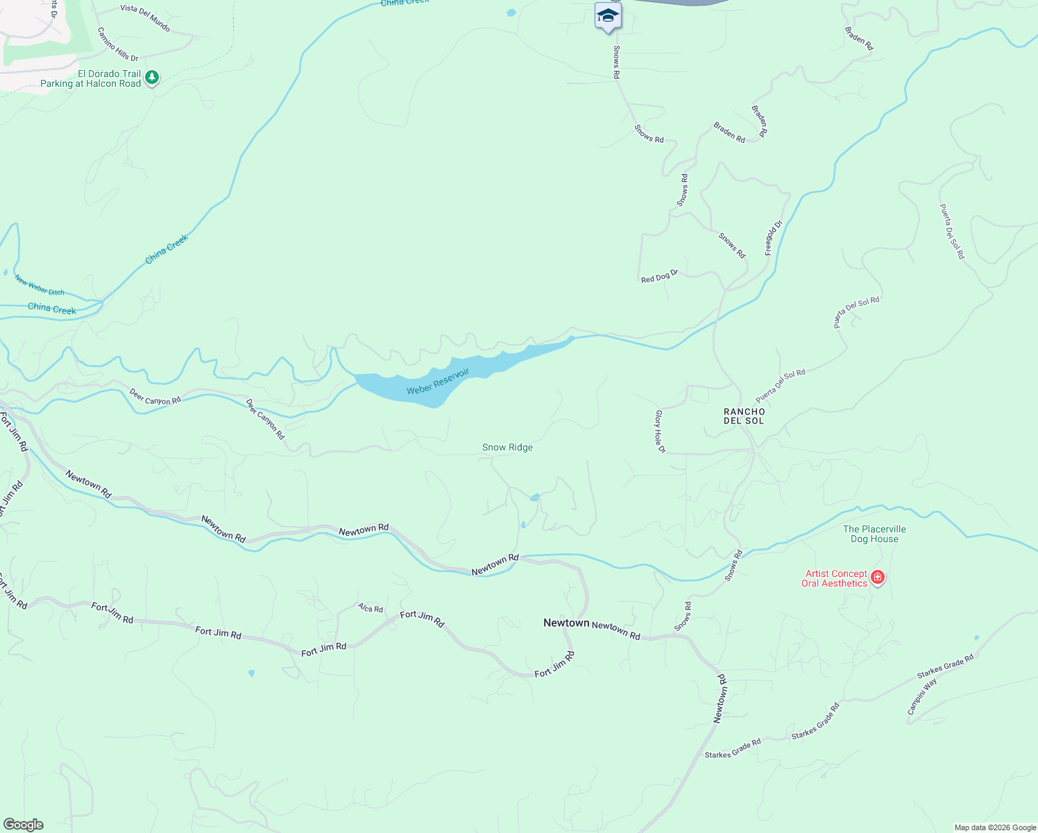 map of restaurants, bars, coffee shops, grocery stores, and more near 3765 Deer Canyon Road in Placerville