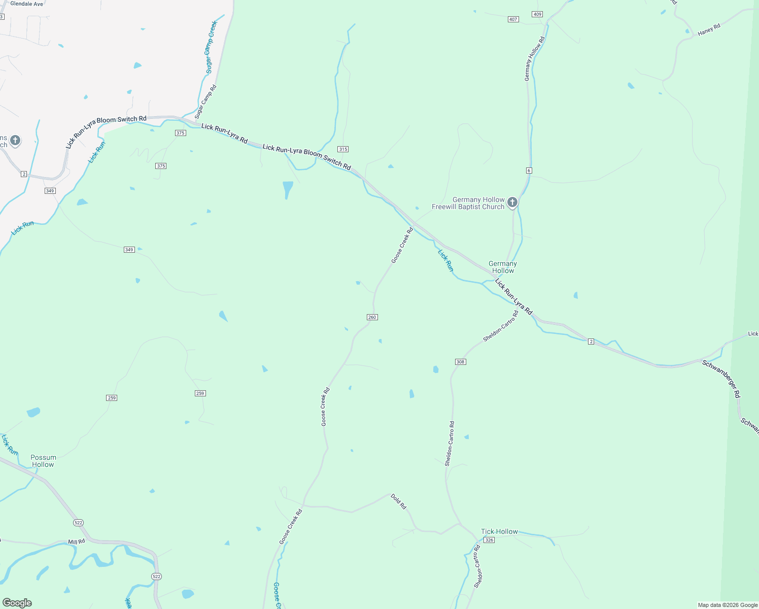 map of restaurants, bars, coffee shops, grocery stores, and more near 1992 Goose Creek Road in Wheelersburg