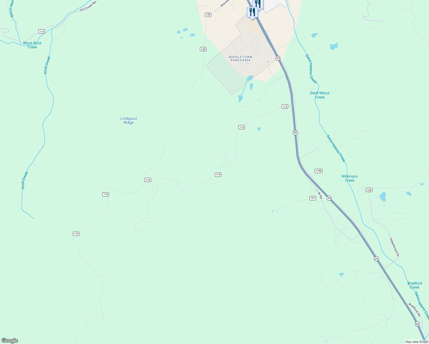 map of restaurants, bars, coffee shops, grocery stores, and more near 14986 Western Mine Road in Middletown
