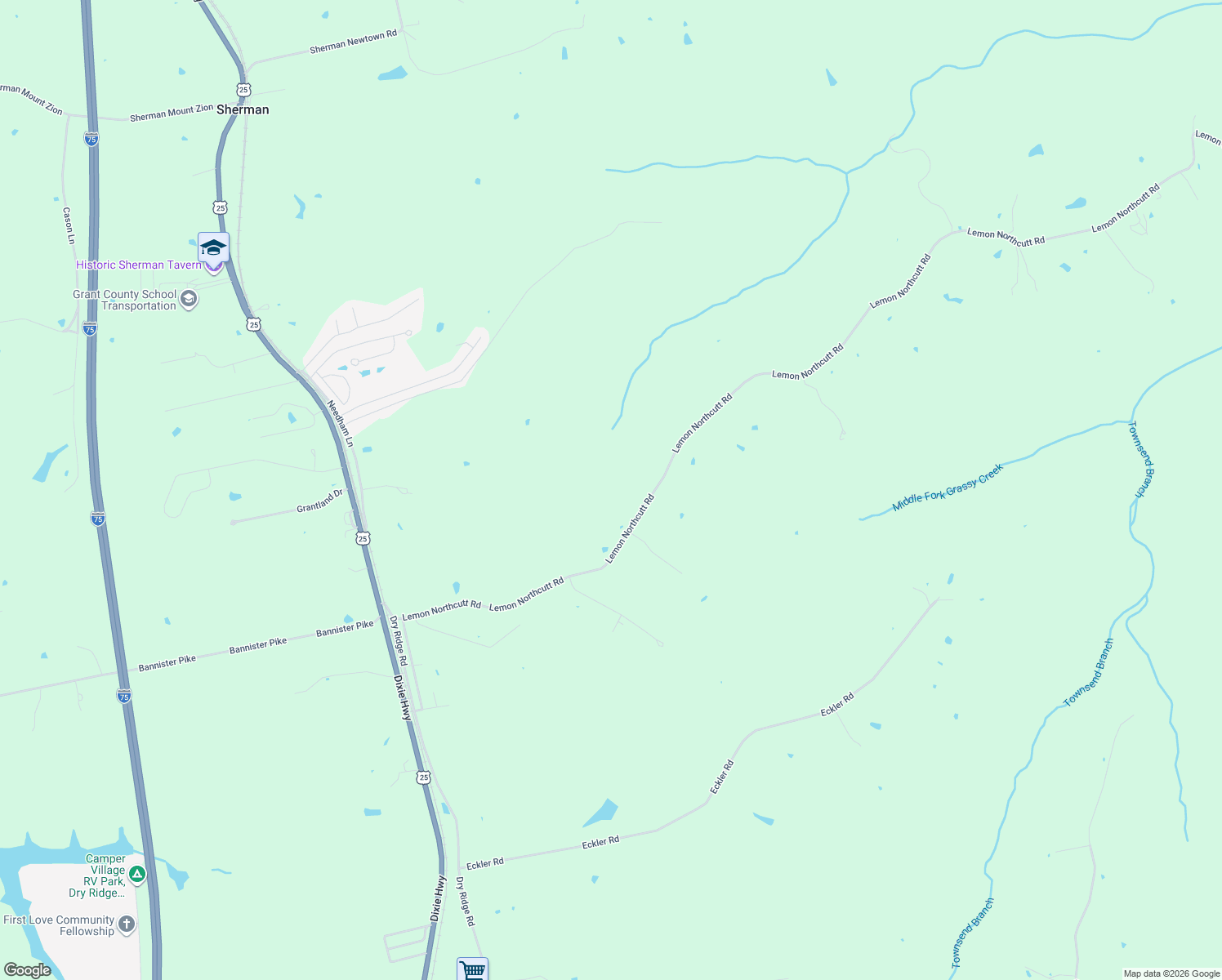 map of restaurants, bars, coffee shops, grocery stores, and more near 945 Lemon Northcutt Road in Dry Ridge