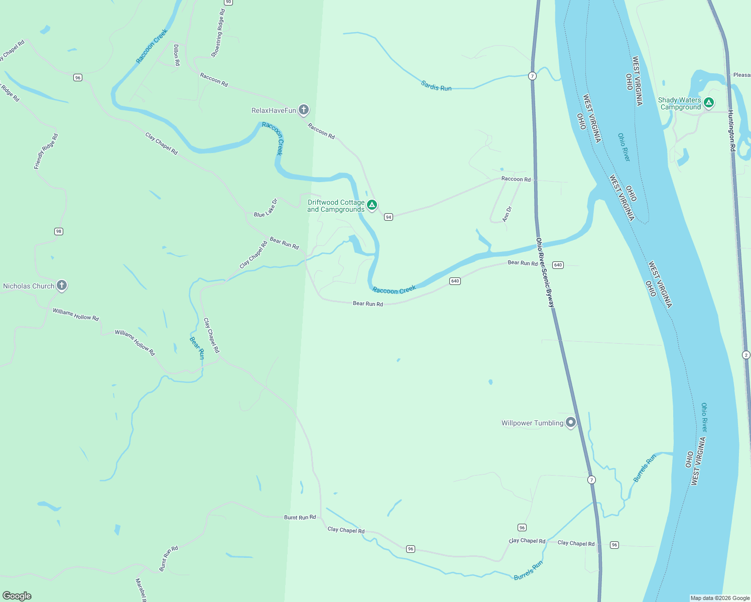 map of restaurants, bars, coffee shops, grocery stores, and more near 843 Bear Run Road in Gallipolis