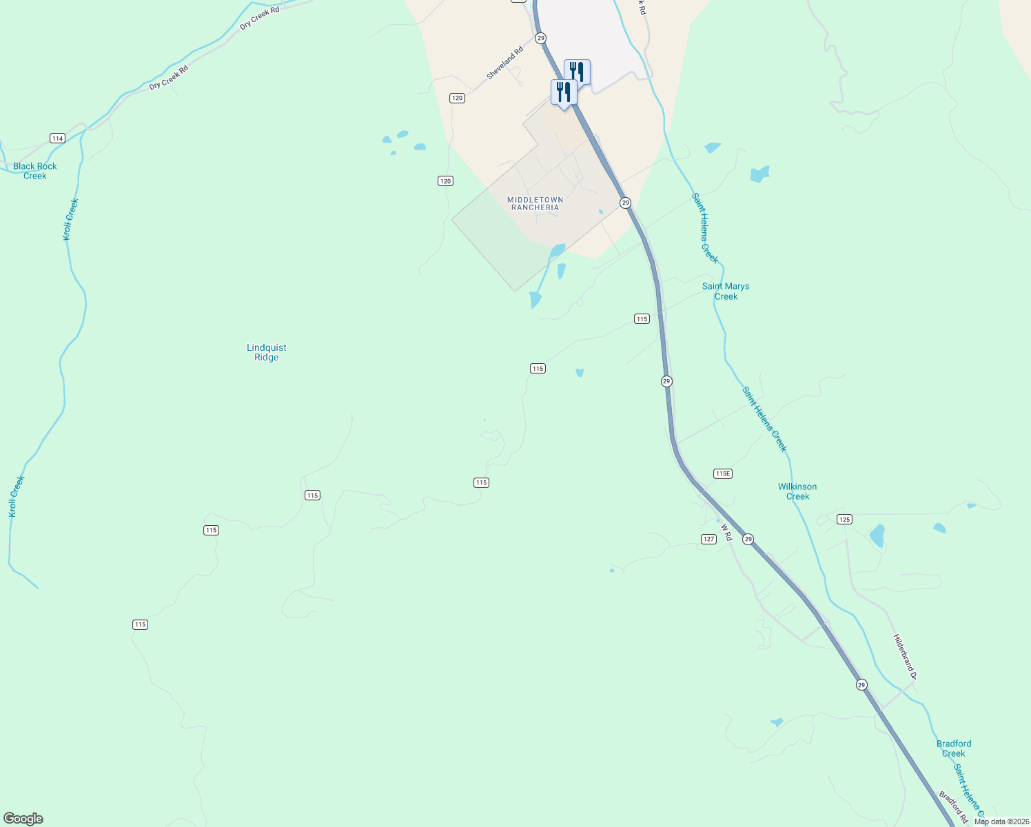 map of restaurants, bars, coffee shops, grocery stores, and more near 15306 Western Mine Road in Middletown
