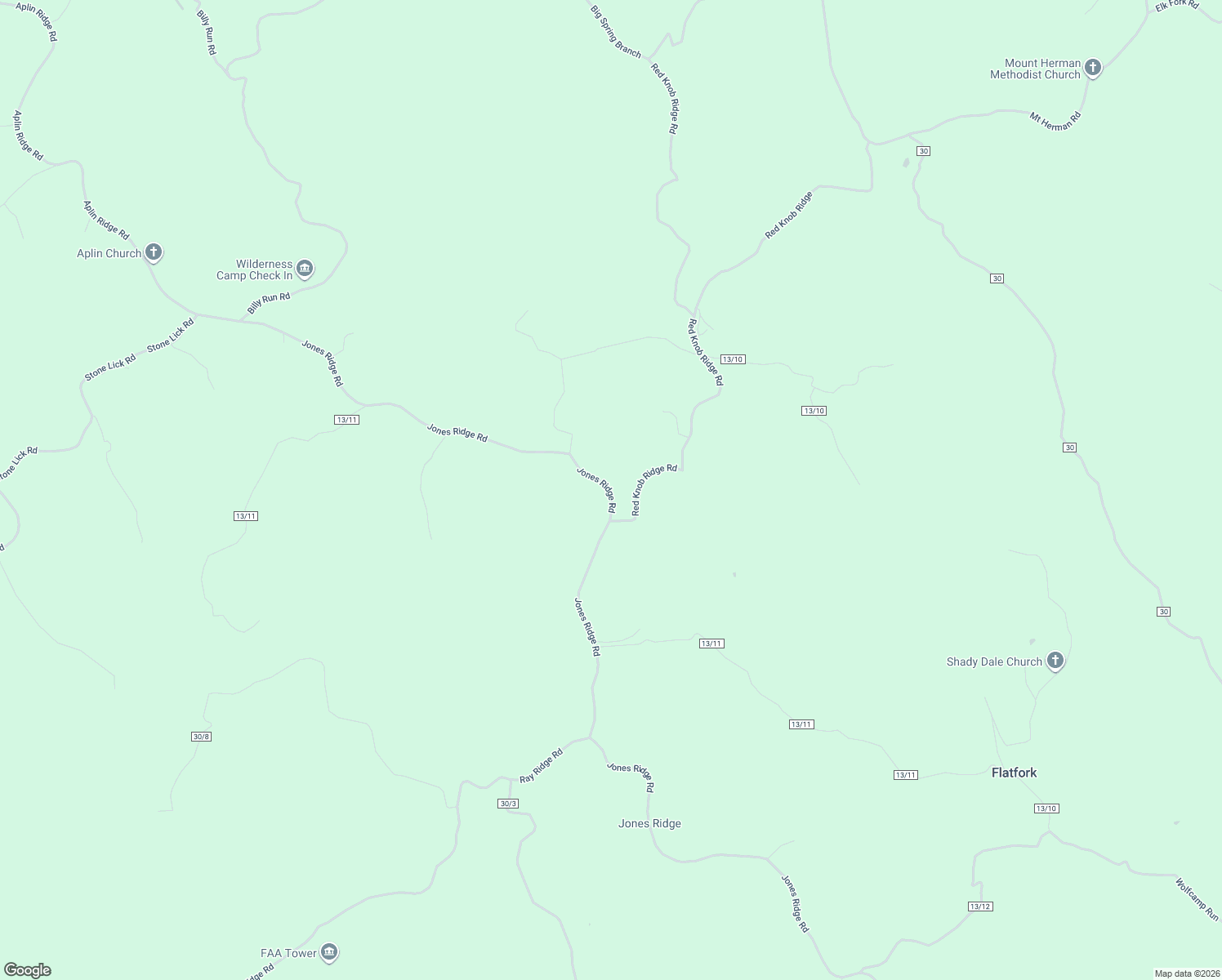 map of restaurants, bars, coffee shops, grocery stores, and more near Jones Ridge Road in Gandeeville