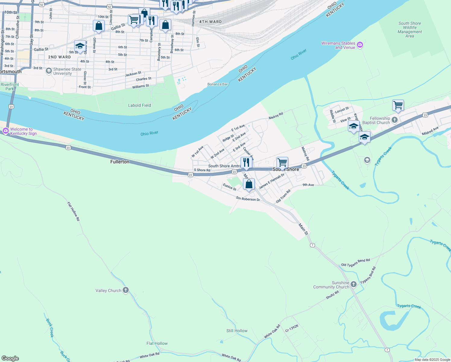 map of restaurants, bars, coffee shops, grocery stores, and more near 2 Apartment Drive in South Shore