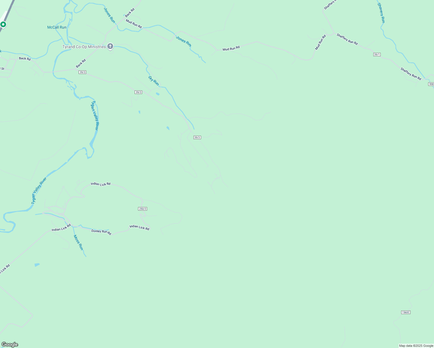 map of restaurants, bars, coffee shops, grocery stores, and more near Dry Run in Huttonsville