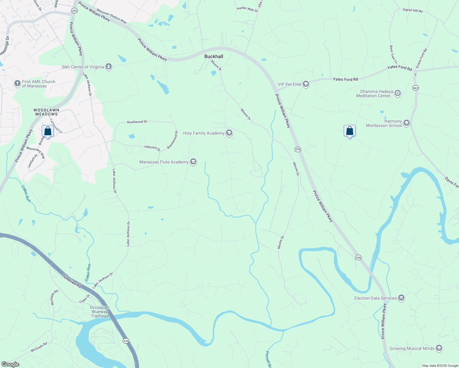 map of restaurants, bars, coffee shops, grocery stores, and more near 7501 Macnichol Lane in Manassas