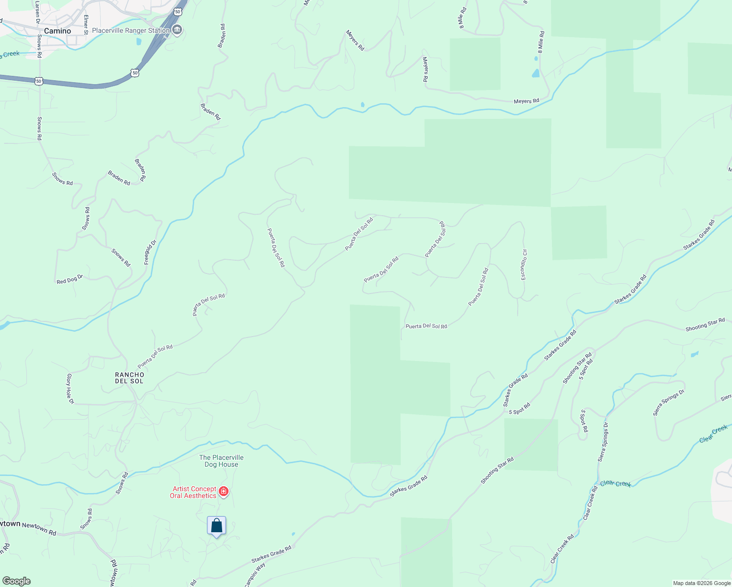 map of restaurants, bars, coffee shops, grocery stores, and more near 6035 Puerta Del Sol in Camino