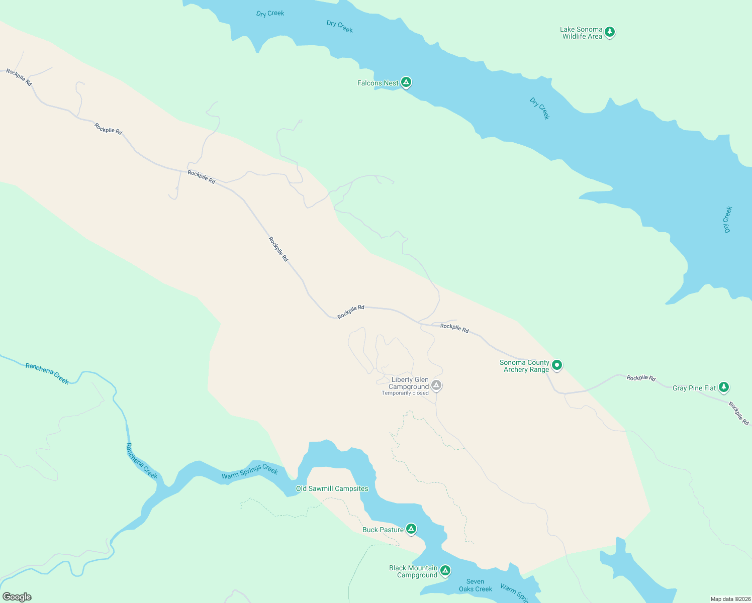 map of restaurants, bars, coffee shops, grocery stores, and more near Rockpile Road in Geyserville