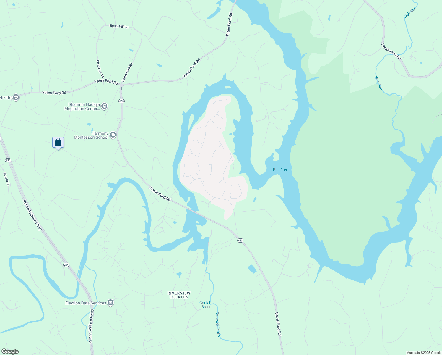 map of restaurants, bars, coffee shops, grocery stores, and more near 6100 Eagles Nest Court in Manassas